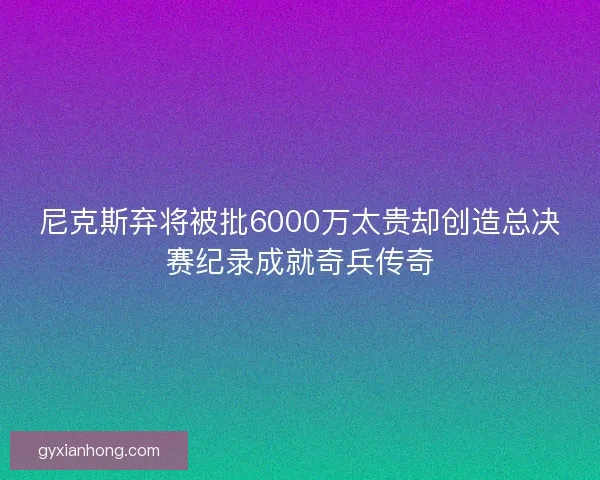 尼克斯弃将被批6000万太贵却创造总决赛纪录成就奇兵传奇